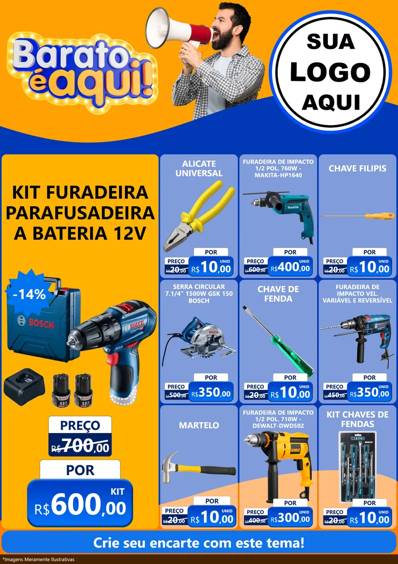 Modelo de Encarte para Encarte A4 Vertical com o tema Barato é aqui para Maquinas e Ferramentas