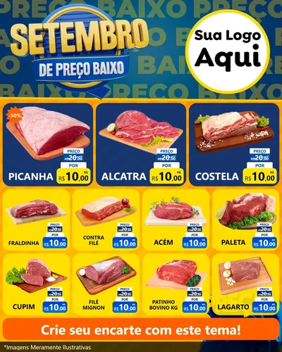 Modelo de Rede Social para Feed Instagram com o tema Setembro De Preço Baixo para Açougue