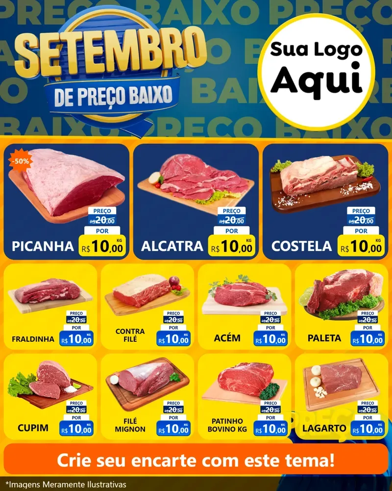 Modelo de Rede Social para Feed Instagram com o tema Setembro De Preço Baixo para Açougue