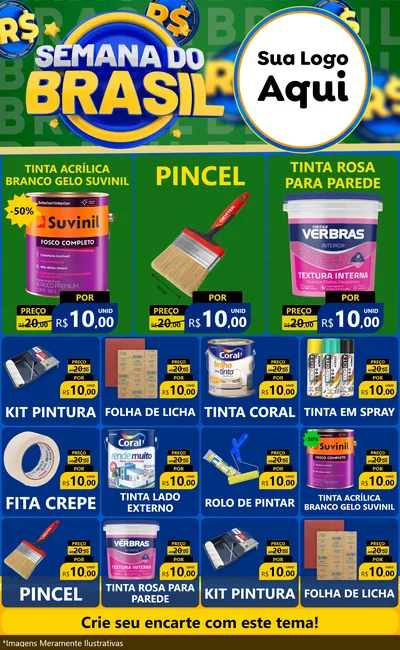 Modelo de Encarte para Encarte Grande com o tema Semana Do Brasil para Tintas e Ferramentas