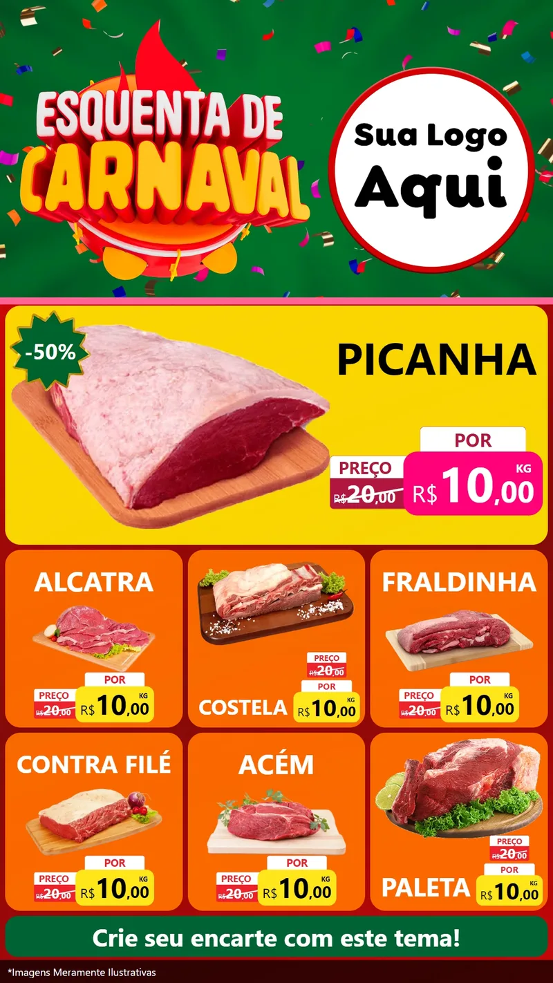 Modelo de Rede Social para Stories com o tema Esquenta de Carnaval para Açougue