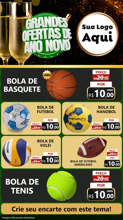 Modelo de TV para TV Vertical com o tema Grandes Ofertas de Ano Novo para Artigos Esportivos