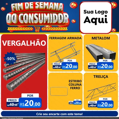Modelo de Rede Social para Feed Facebook com o tema Fim de Semana do Consumidor para Ferragens