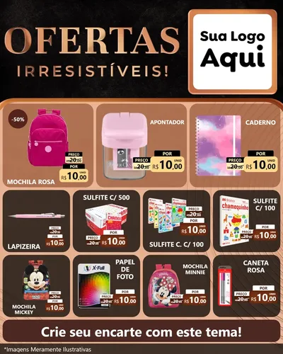 Modelo de Rede Social para Feed Instagram com o tema Ofertas Irresistíveis! para Papelaria