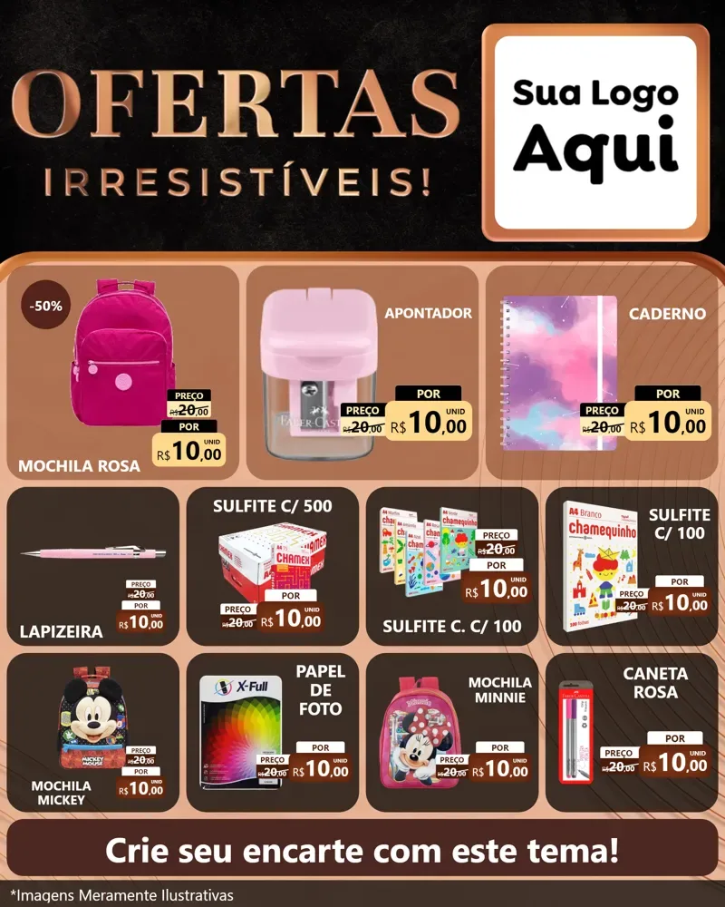 Modelo de Rede Social para Feed Instagram com o tema Ofertas Irresistíveis! para Papelaria