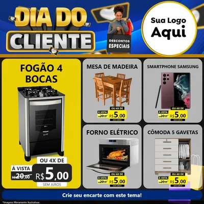 Modelo de Rede Social para Feed Facebook com o tema Dia Do Cliente para Móveis e Eletro