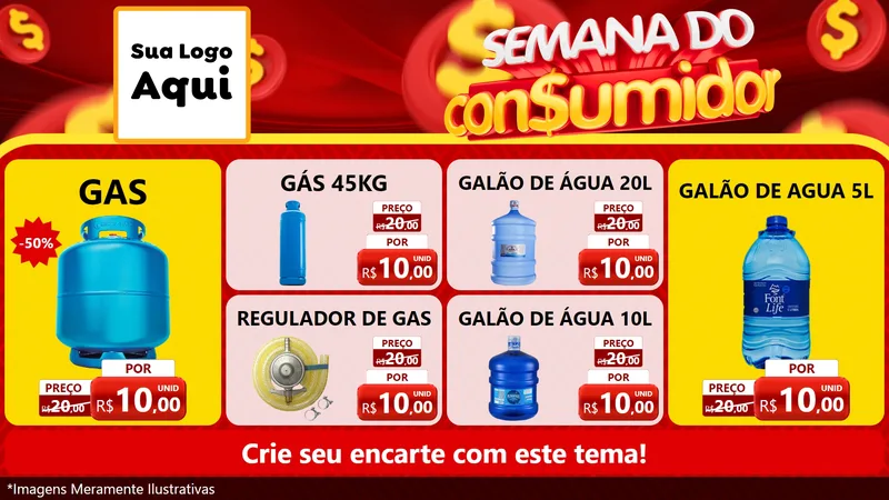 Modelo de TV para TV Horizontal com o tema Semana do Consumidor para Água e gás