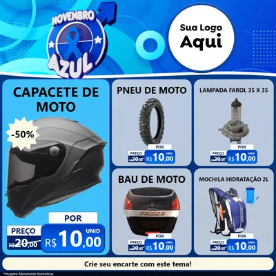 Modelo de Rede Social para Feed Facebook com o tema Novembro Azul para Moto peças