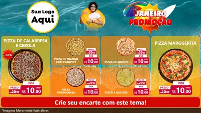 Modelo de TV para TV Horizontal com o tema Janeiro de Promoção para Pizzaria
