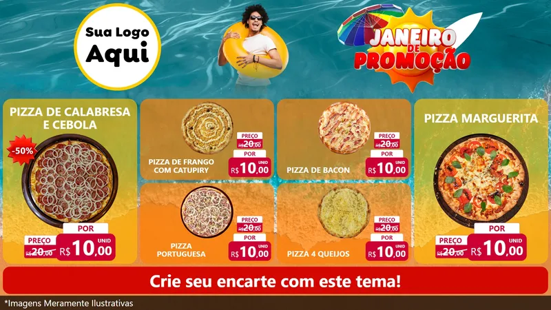 Modelo de TV para TV Horizontal com o tema Janeiro de Promoção para Pizzaria