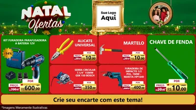 Modelo de TV para TV Horizontal com o tema Natal de Ofertas para Maquinas e Ferramentas