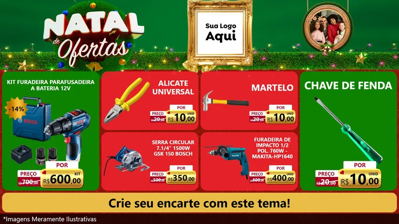 Modelo de TV para TV Horizontal com o tema Natal de Ofertas para Maquinas e Ferramentas