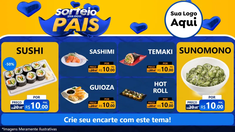 Modelo de TV para TV Horizontal com o tema Sorteio Dia dos Pais para Comida japonesa