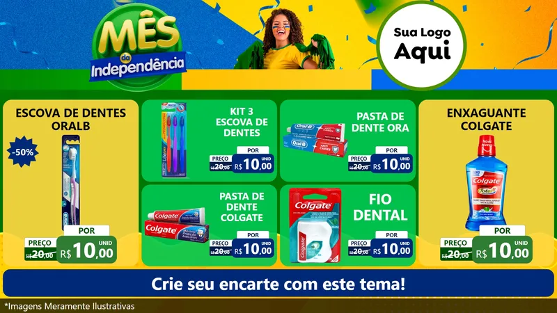 Modelo de TV para TV Horizontal com o tema Mês da Independência para Higiene Pessoal