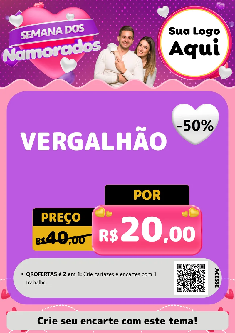 Modelo de Cartaz para Cartaz A4 Vertical com o tema Semana dos Namorados para Ferragens
