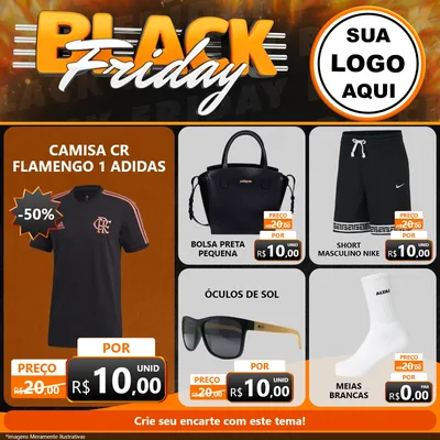 Modelo de Rede Social para Feed Facebook com o tema Black Friday para Roupas e acessórios