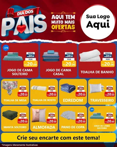 Modelo de Rede Social para Feed Instagram com o tema Dia dos Pais para Cama, Mesa e Banho