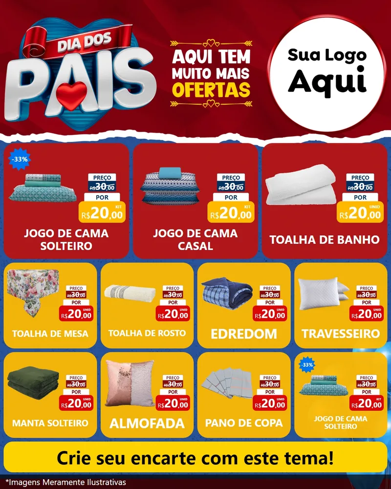 Modelo de Rede Social para Feed Instagram com o tema Dia dos Pais para Cama, Mesa e Banho