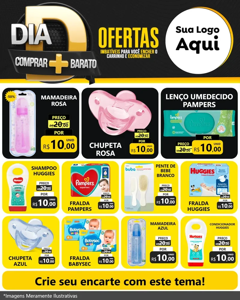 Modelo de Rede Social para Feed Instagram com o tema Dia D Mais Economia para Bebês