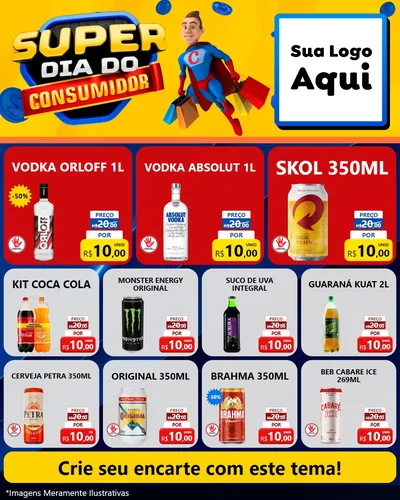 Modelo de Rede Social para Feed Instagram com o tema Super Dia do Consumidor para Distribuidora de bebidas