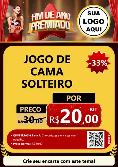 Modelo de Cartaz para Cartaz A4 Vertical com o tema Fim de Ano Premiado para Cama, Mesa e Banho