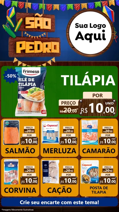 Modelo de Rede Social para Stories com o tema São Pedro para Peixaria