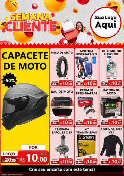 Modelo de Encarte para Encarte A4 Vertical com o tema Semana do Cliente para Moto peças