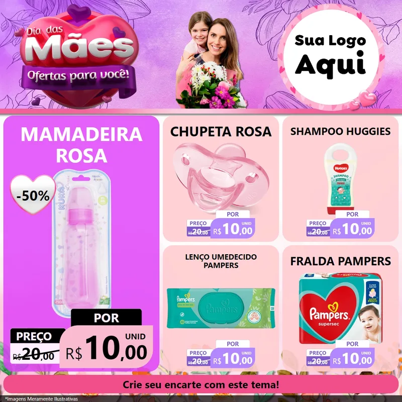 Modelo de Rede Social para Feed Facebook com o tema Dia das Mães Ofertas para Você! para Bebês