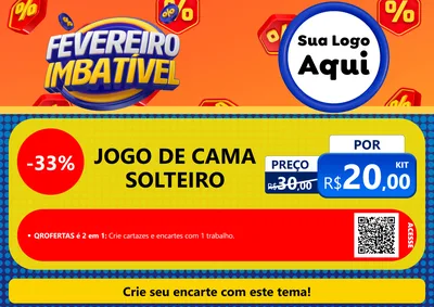 Modelo de Cartaz para Cartaz A4 Horizontal com o tema Fevereiro Imbatível para Cama, Mesa e Banho