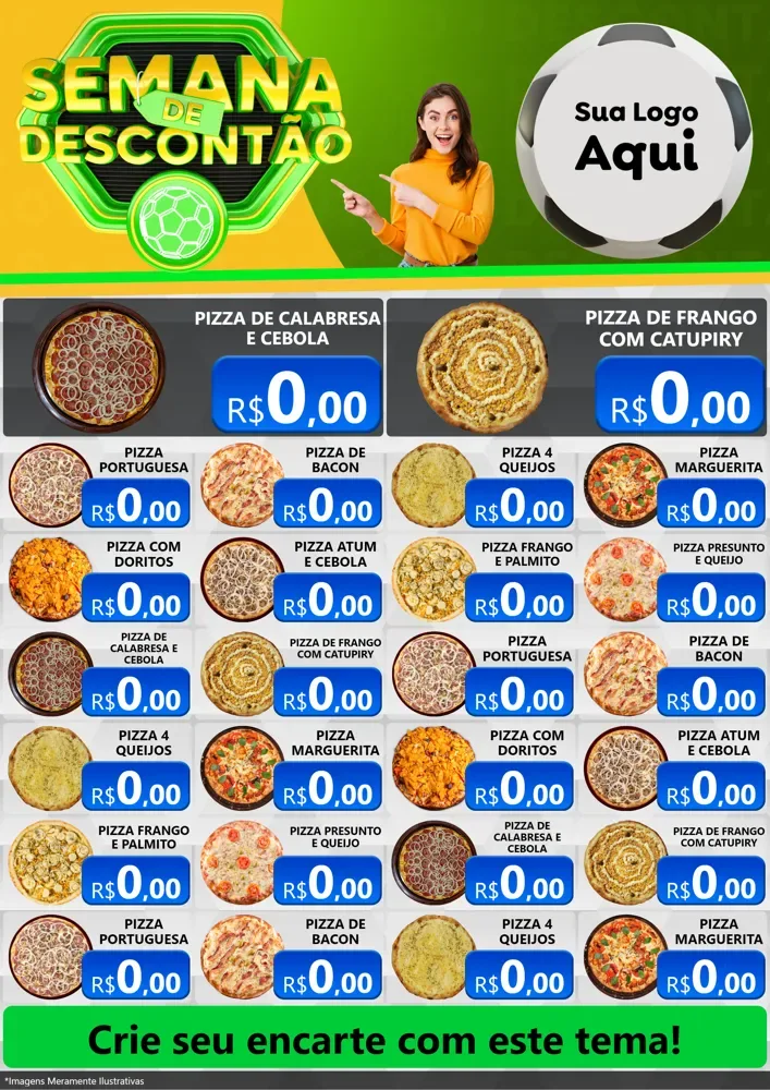 Modelo de Encarte para Encarte A4 Vertical com o tema Semana de Descontão - Copa para Pizzaria