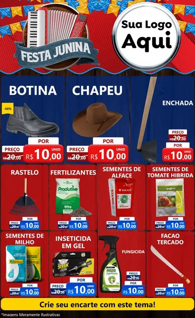 Modelo de Encarte para Encarte Grande com o tema Festa Junina para Agropecuária
