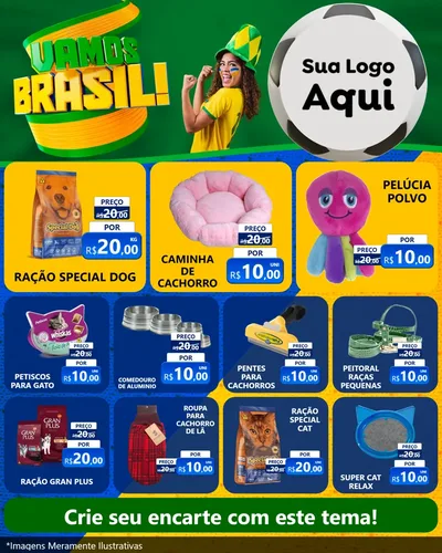 Modelo de Rede Social para Feed Instagram com o tema Vamos Brasil - Copa para Pet Shop