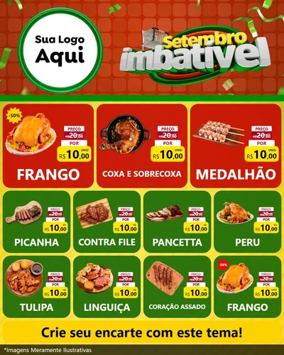 Modelo de Rede Social para Feed Instagram com o tema Setembro Imbatível para Assados
