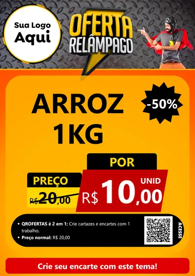 Modelo de Cartaz para Cartaz A4 Vertical com o tema Oferta Relâmpago para Supermercado