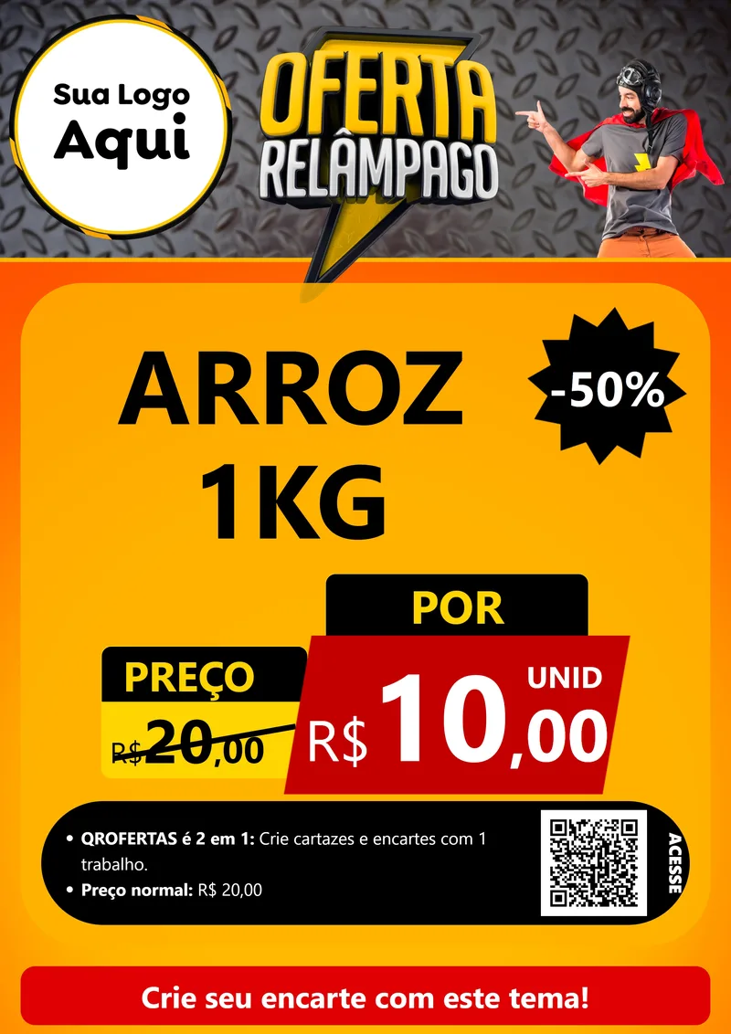 Modelo de Cartaz para Cartaz A4 Vertical com o tema Oferta Relâmpago para Supermercado