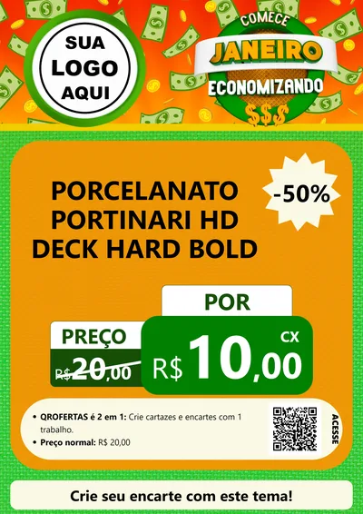 Modelo de Cartaz para Cartaz A4 Vertical com o tema Comece Janeiro Economizando para Pisos e revestimentos
