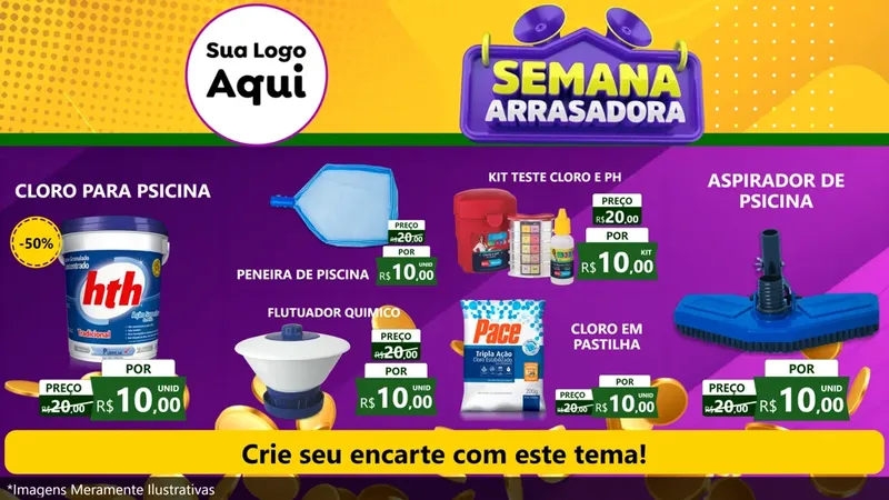 Modelo de TV para TV Horizontal com o tema Semana Arrasadora para Produtos para Piscina