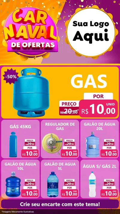 Modelo de Rede Social para Stories com o tema Carnaval de Ofertas para Água e gás