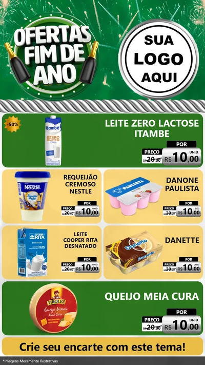 Modelo de TV para TV Vertical com o tema Ofertas Fim de Ano para Frios e Laticínios