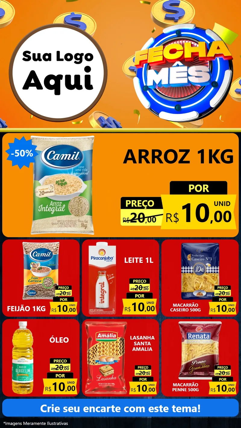 Modelo de Rede Social para Stories com o tema Fecha Mês para Supermercado