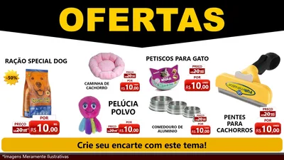 Modelo de TV para TV Horizontal com o tema Ofertas Preto e Vermelho Cartaz para Pet Shop