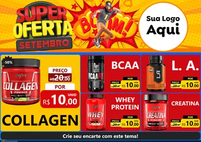 Modelo de Encarte para Encarte A4 Horizontal com o tema Super Oferta Setembro para Suplementos alimentares