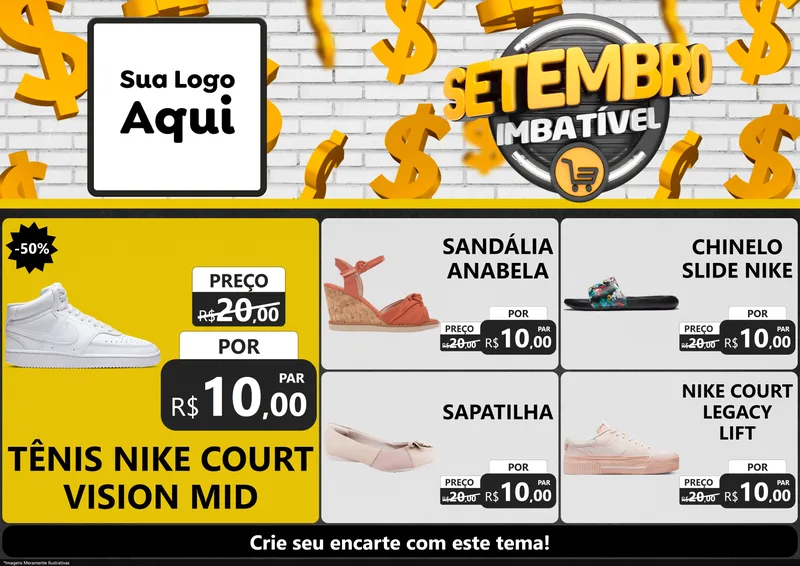Modelo de Encarte para Encarte A4 Horizontal com o tema Setembro Imbatível para Calçados