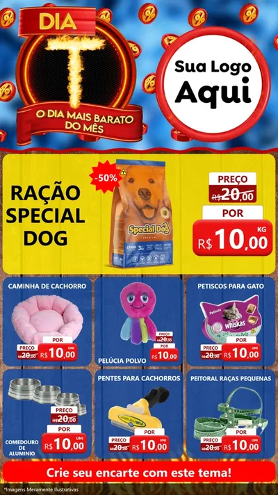 Modelo de Rede Social para Stories com o tema Dia T - O Dia Mais Barato Do Mês para Pet Shop