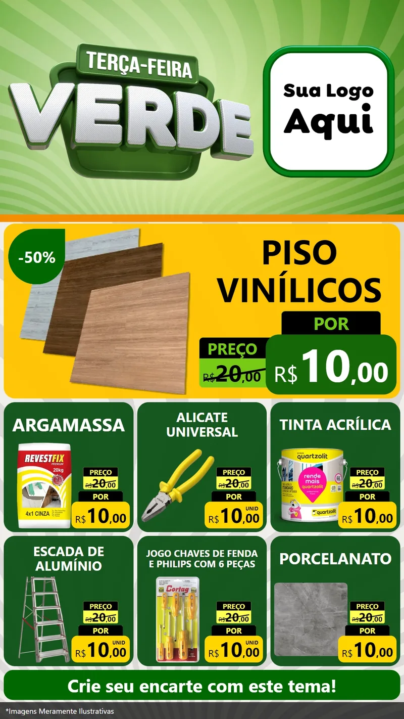 Modelo de Rede Social para Stories com o tema Terça - Feira Verde para Material para Construção