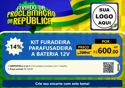 Modelo de Cartaz para Cartaz A4 Horizontal com o tema Feriado da Proclamação da República para Maquinas e Ferramentas