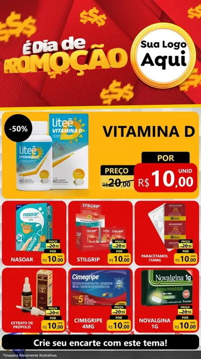 Modelo de Rede Social para Stories com o tema É Dia De Promoção para Farmácia