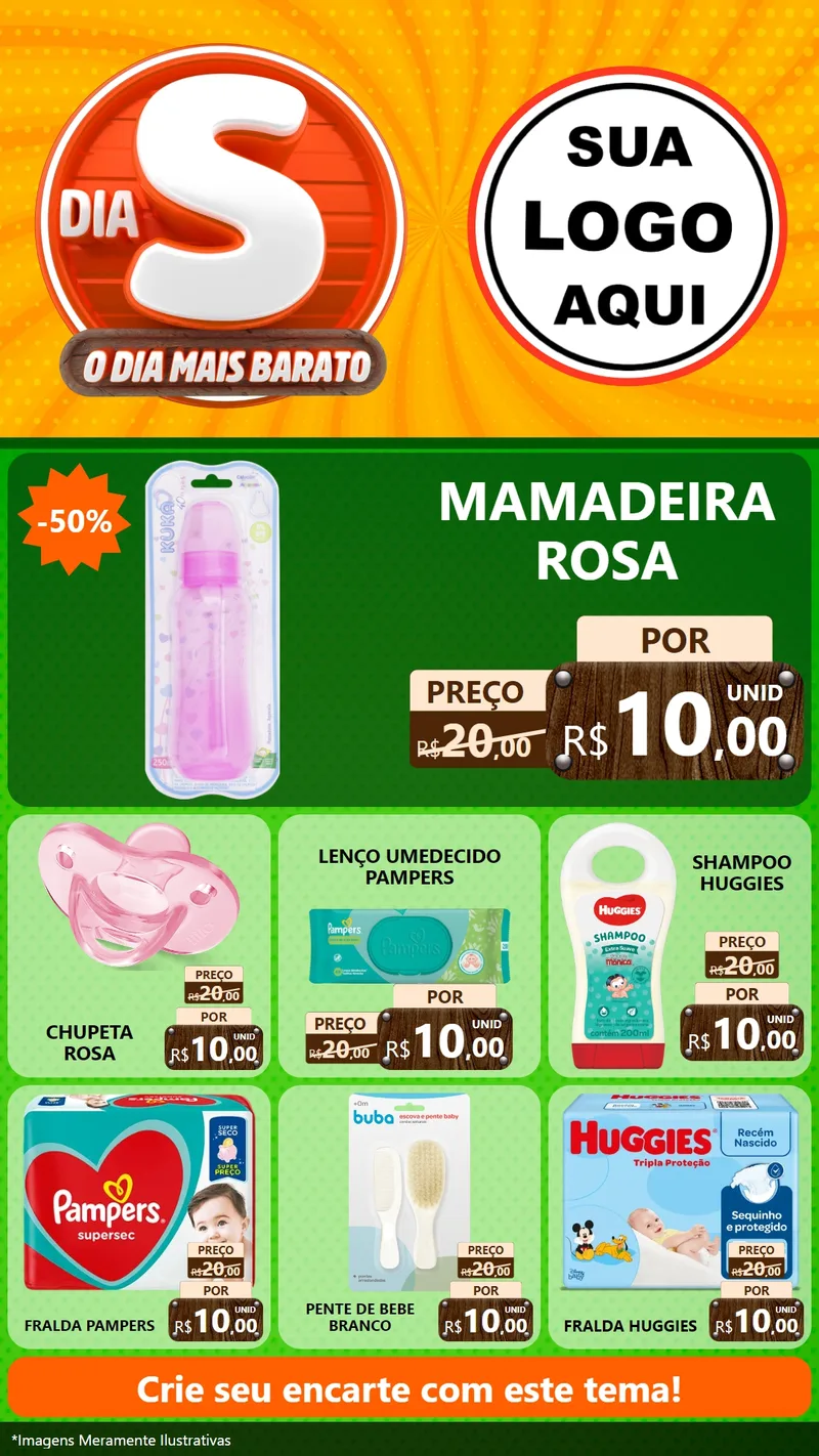 Modelo de Rede Social para Stories com o tema Dia S - O Dia Mais Barato para Bebês