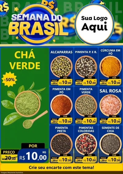 Modelo de Encarte para Encarte A4 Vertical com o tema Semana Do Brasil para Produtos Naturais