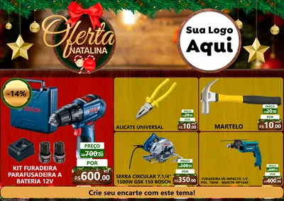 Modelo de Encarte para Encarte A4 Horizontal com o tema Ofertas Natalina para Maquinas e Ferramentas